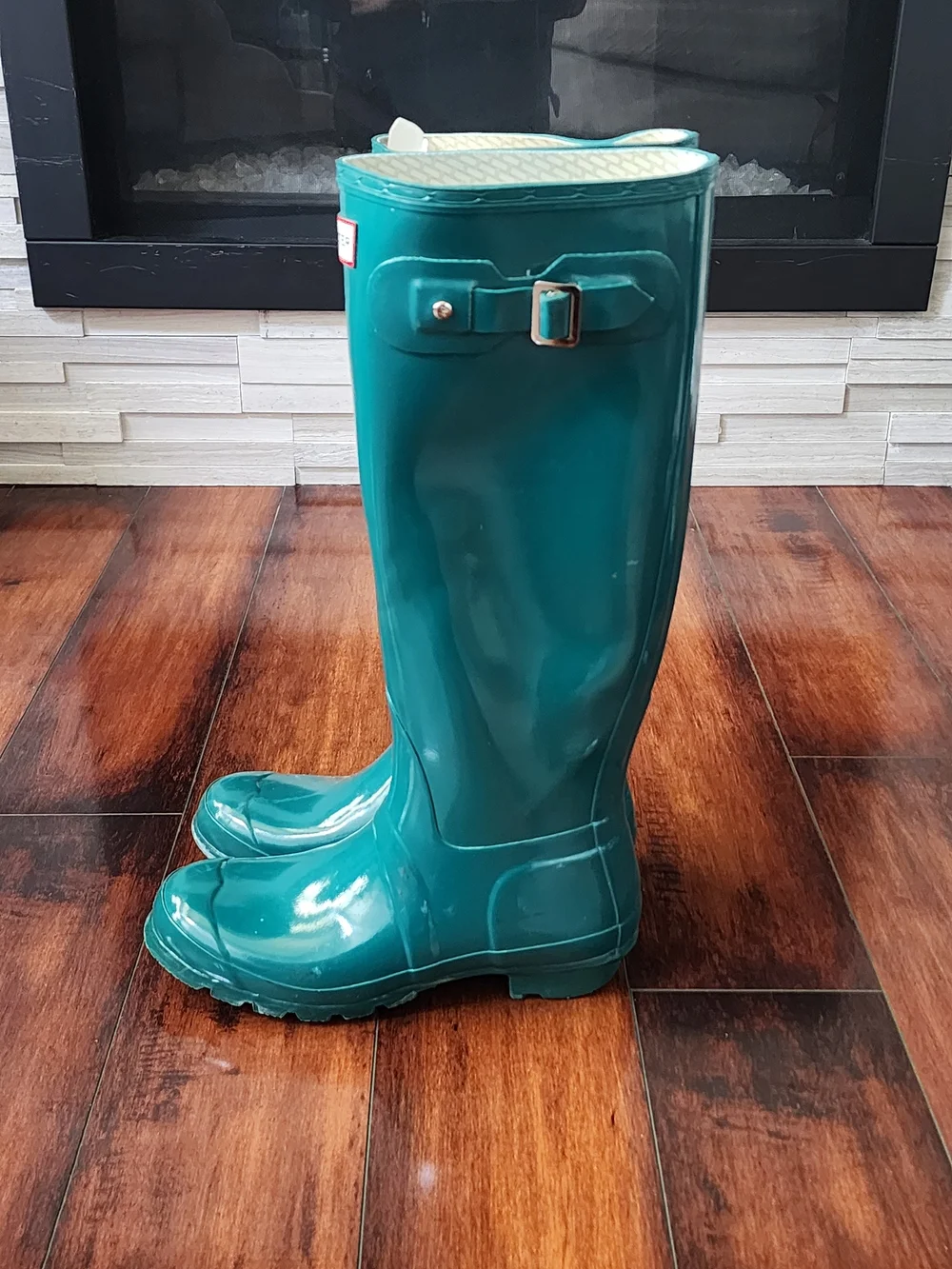 Hunter Original Tall Gloss Rain Boots Teal Green Women's US 8 / EU 39 Waterproof